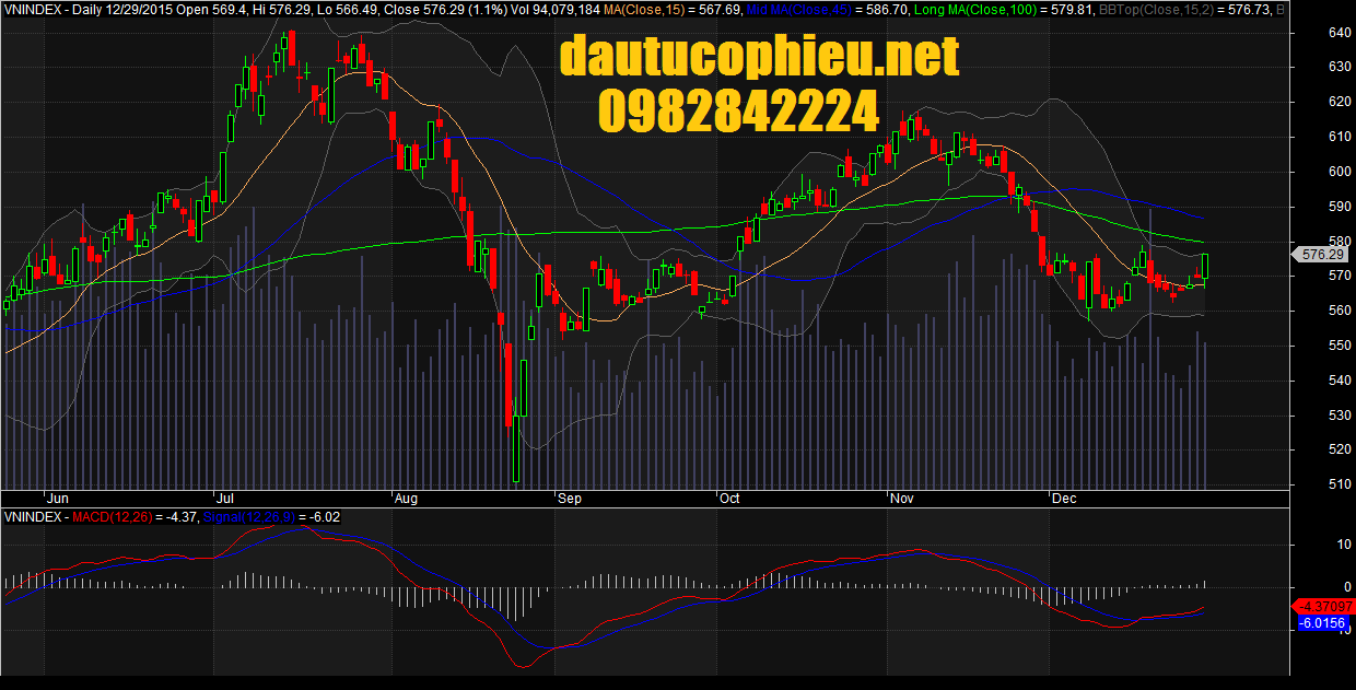 Đồ thị VN-Index ngày 29/12/2015