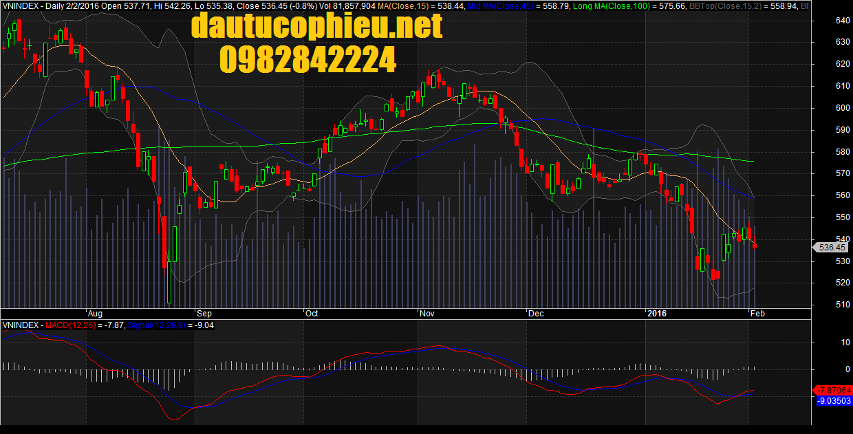 Đồ thị VN-Index ngày 02/02/2016.