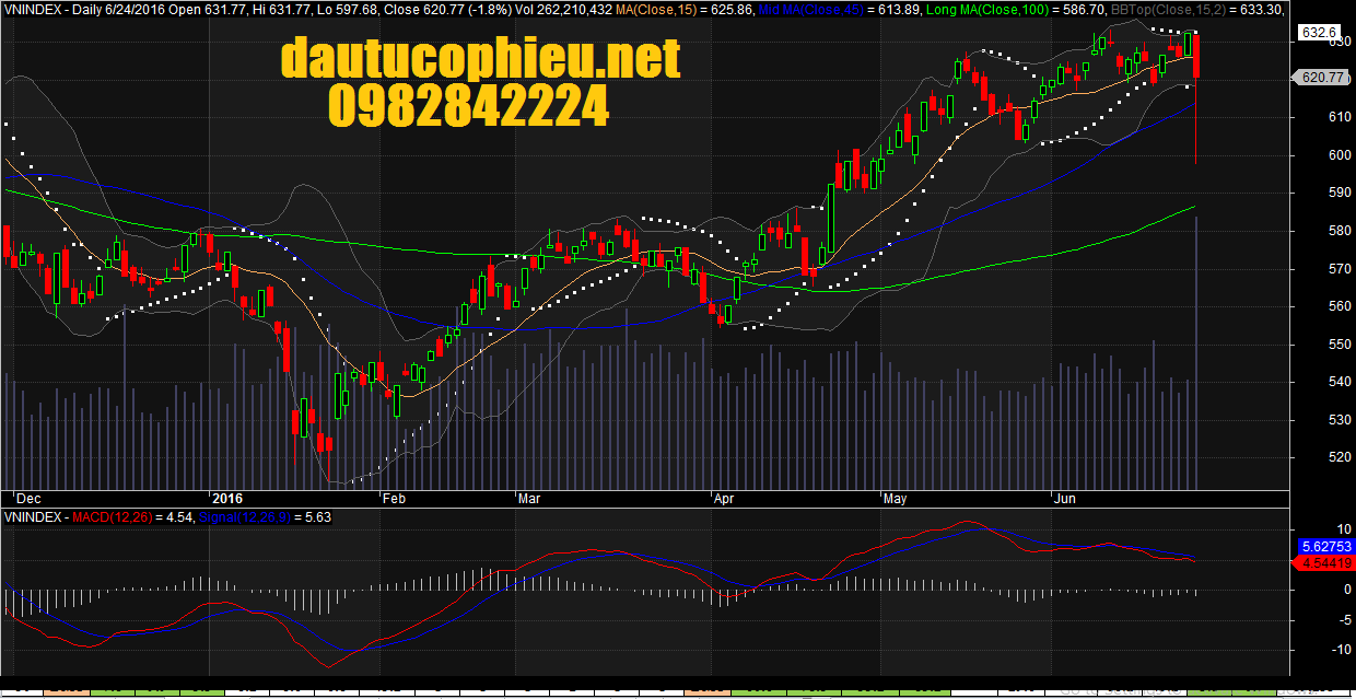 Đồ thị VN-Index ngày 24/06/2016