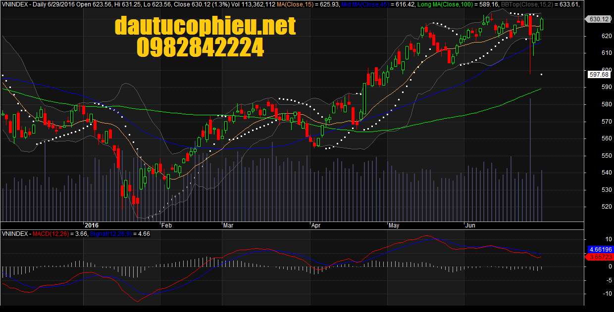 Đồ thị VN-Index ngày 29/06/2016