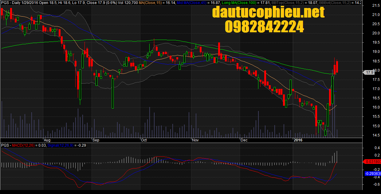 Đồ thị PGS giữa phiên giao dịch ngày 29/01/2016