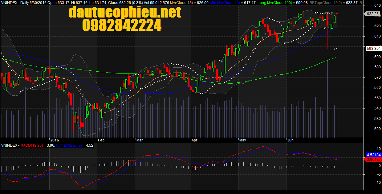 Đồ thị VN-Index ngày 30/06/2016