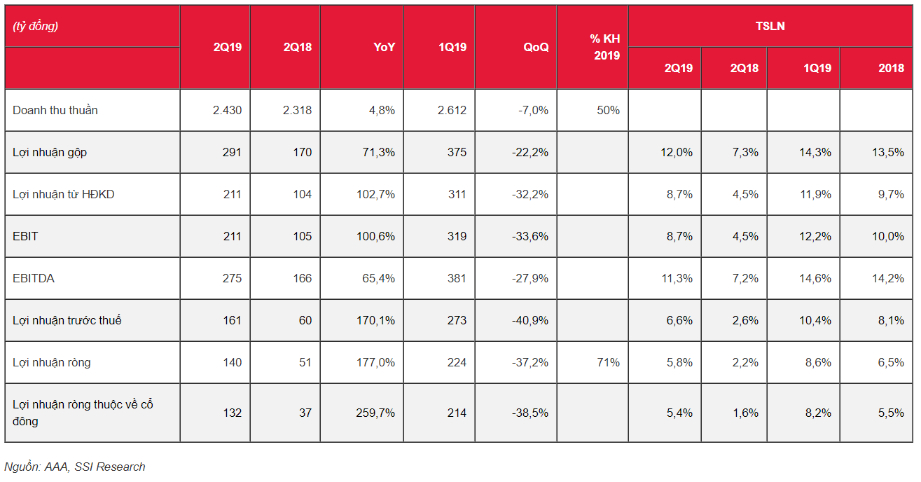 Cập nhật cổ phiếu AAA - Lợi nhuận mạnh mẽ từ phân khúc khu công nghiệp thúc đẩy lợi nhuận Q2/2019
